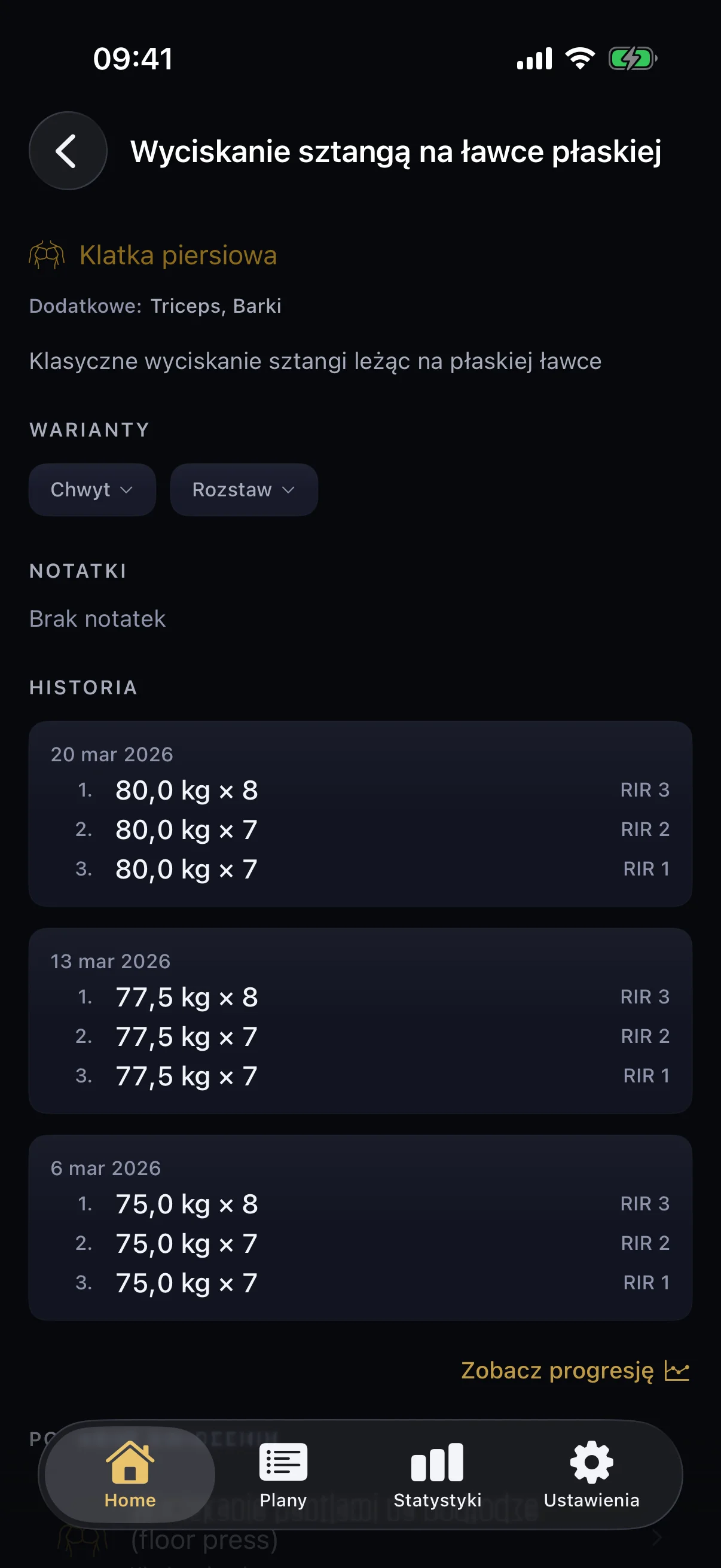 Szczegóły ćwiczenia z wariantami
